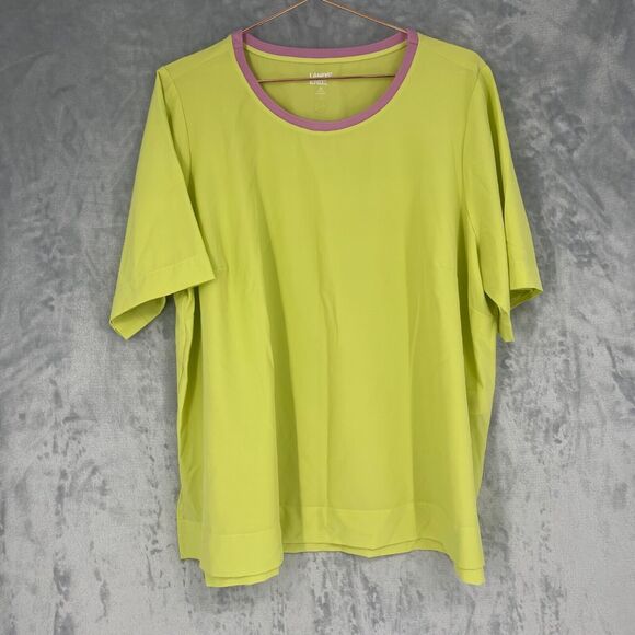 Lands' End Tunic Top 1X 16W-18W Lemon Lime Pink 365 Commuter Moisture Wicking - Picture 1 of 12